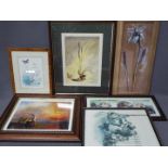 A collection of framed pictures to include prints, watercolours, varying image sizes.