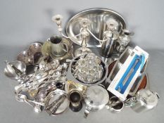 A collection of metalware to include stainless, plated, pewter and similar.