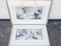 A limited edition print after Sir William Russell Flint depicting an interior with five ladies,