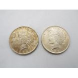 Two USA 1923 Peace Dollars, both Philadelphia Mint.