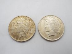 Two USA 1923 Peace Dollars, both Philadelphia Mint.