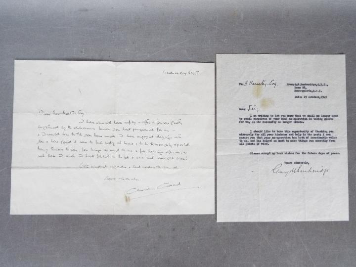 World War Two (WW2) espionage correspondence - an orginal handwritten note from 'Christine Collard'