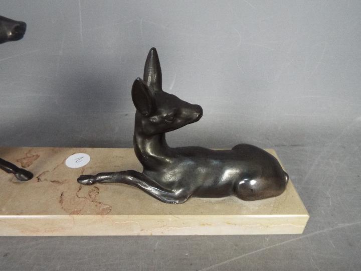 A deer set on a marble plinth, approx 16 - Image 3 of 3