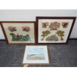 Two large needlework pictures, largest a