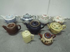 Nine x Teapots. Wedgewood, Royal Worceter, Denby, Minton, Torquay / Devon Ware and Royal Alma.