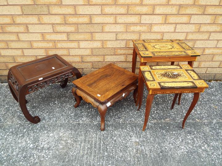 Four side or occasional tables, largest approximately 50 cm x 44 cm x 34 cm.