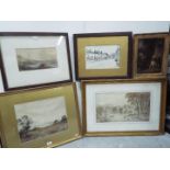 Edward J Gooch Original Painting with four other originals by unknown artists.