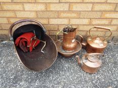 A collection of various copperware.