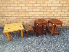 Three occasional tables and one footstool.