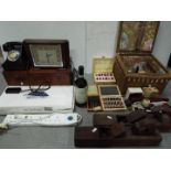 Antique collectors / drill bits = Two x Sewing boxes with contents, Bakelite Telephone,