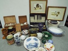 Collectors Items - Wooden boxes, Sylvac jugs, Spode, Haddon hall, quantity of buttons,