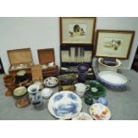 Collectors Items - Wooden boxes, Sylvac jugs, Spode, Haddon hall, quantity of buttons,
