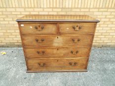 An inlaid chest of two over three drawers 98 cm x 55 cm x 116 cm.