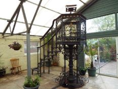 A 19th century Pulpit and Lectern of metal construction with pierced foliate and scroll decoration,