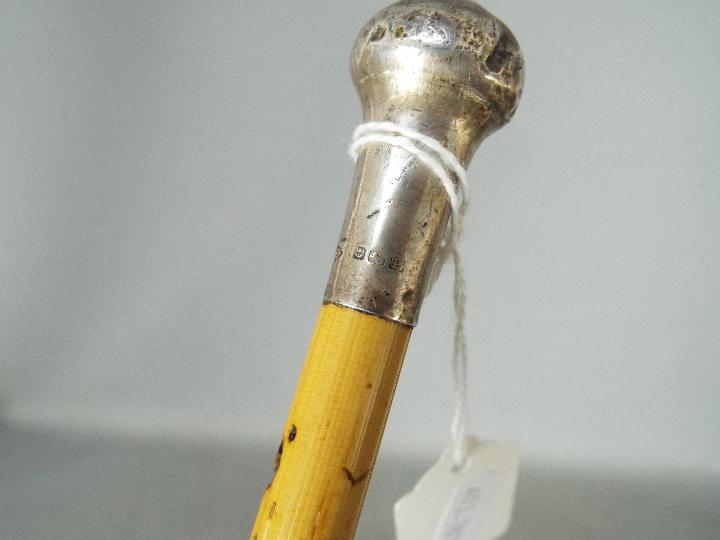 A World War One (WW1 / WWI) swagger stick with silver top, Birmingham assay 1915, - Image 6 of 6