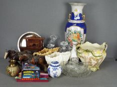 Lot to include ceramics, glassware, plated ware, Glen Clocks mantel clock,