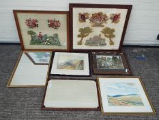 Two large needlework pictures, largest approximately 72 cm x 84 cm,