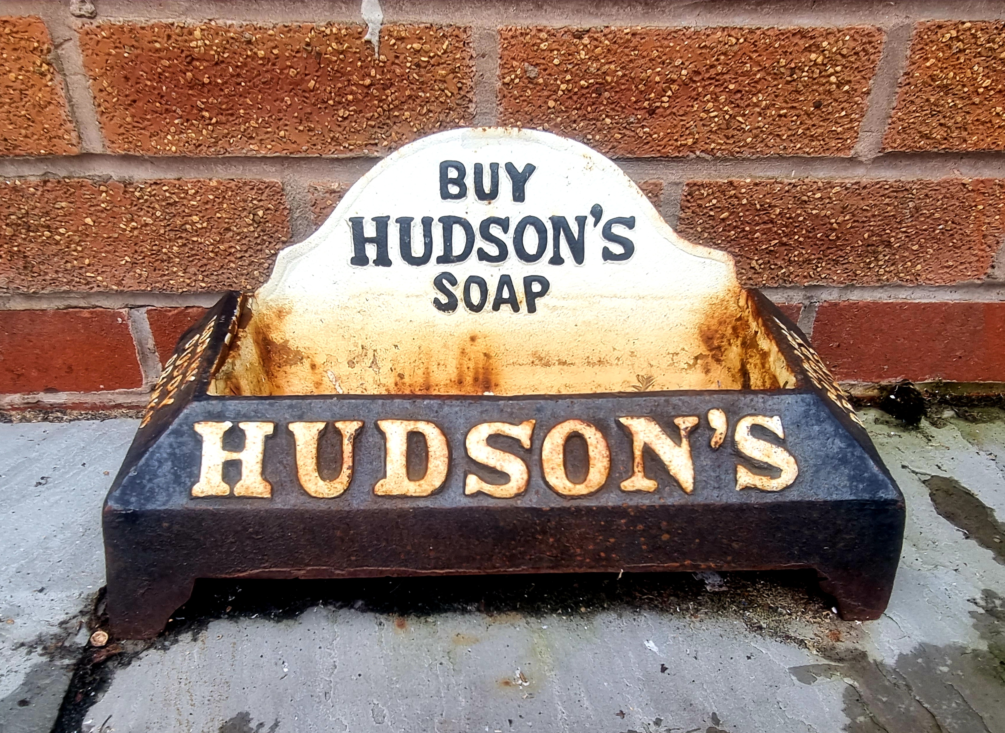 Advertising - a cast iron Hudsons Soap dog water trough