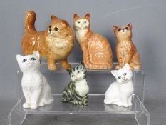 Beswick - Six figurines of kittens and cats, varying shapes and colours,