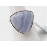 A Blue Lace Agate Sterling Silver Aryonna ring size L to M issued in a limited edition 1 of 112