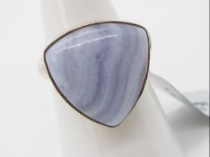 A Blue Lace Agate Sterling Silver Aryonna ring size L to M issued in a limited edition 1 of 112