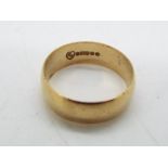 A 9ct gold wedding band, size P½, approximately 3.7 grams all in.