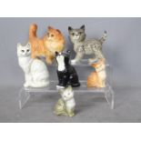 Beswick - Six figurines of cats and kittens, largest approximately 13 cm (h).