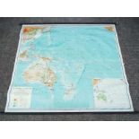 A vintage school room map depicting Australia and the surrounding ocean,