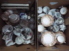 A mixed lot to include ceramics, glassware, metalware and similar, two boxes.