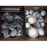 A mixed lot to include ceramics, glassware, metalware and similar, two boxes.