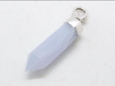 A Blue Lace Agate & White Zirconia Sterling Silver Milano Charm, 5.
