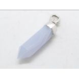 A Blue Lace Agate & White Zirconia Sterling Silver Milano Charm, 5.