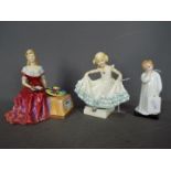Three figurines comprising Royal Worcester # 3360 Masquerade,