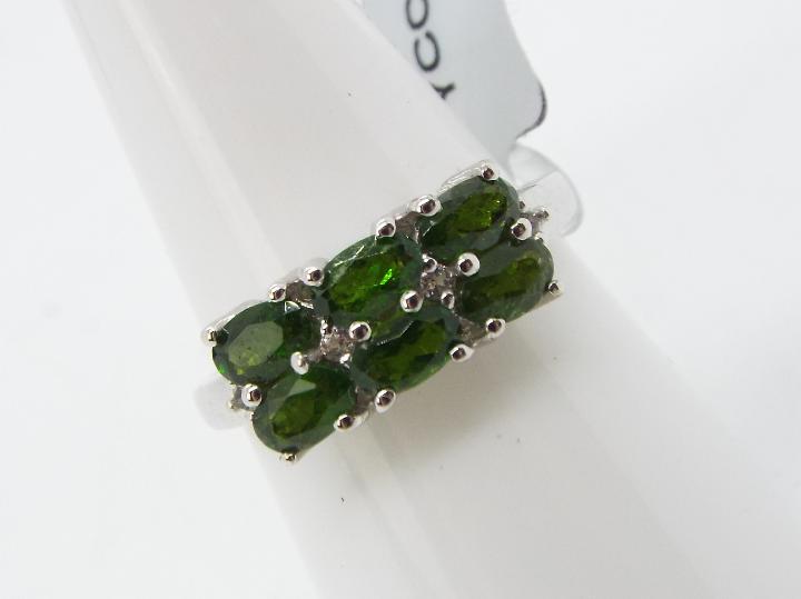 A Chrome Diopside & White Topaz Sterling Silver Ring size N to O issued in a limited edition 1 of