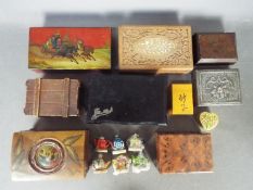 A collection of boxes, trinket boxes, silver mounted, ebony jewellery box (A/F) and similar.