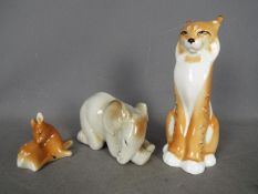 Three pottery animals,