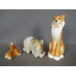 Three pottery animals,