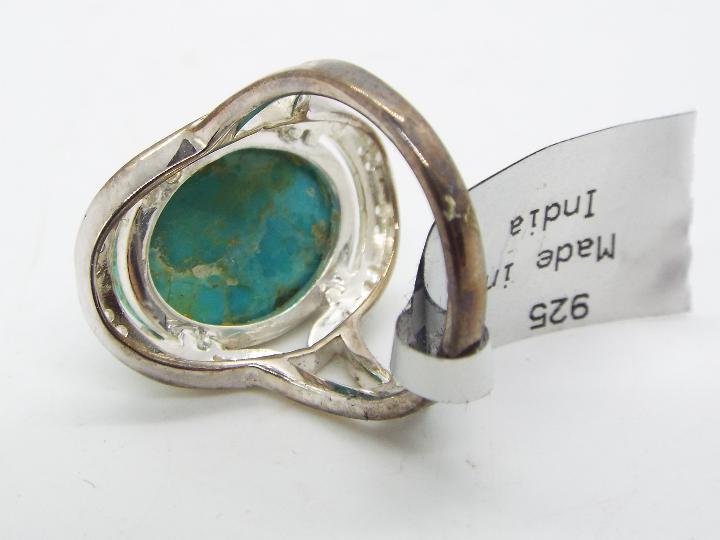 A Cochise Turquoise & White Topaz Sterling Silver Ring size L to M issued in a limited edition 1 of - Image 3 of 4