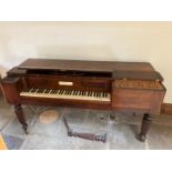 John Broadwood & Sons mahogany cased square piano raised on four fluted, castored supports,