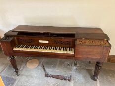 John Broadwood & Sons mahogany cased square piano raised on four fluted, castored supports,