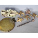 Lot to include a carved soapstone brush washer,