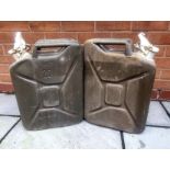 Military - two British Army surplus 20 litre Jerry cans marked W for water use and dated