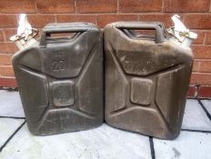 Military - two British Army surplus 20 litre Jerry cans marked W for water use and dated