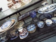 Blue and White table ware - a mixed lot of ceramics to include a meat plate,