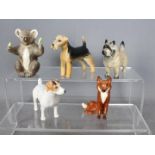 Beswick - Five unboxed animal figurines comprising Koala, fox, Airdale Terrier,