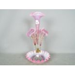A Cranberry Glass Epergne,