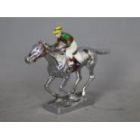 Automobilia - Louis Lejeune: a chrome car mascot in the form of a racehorse and jockey,