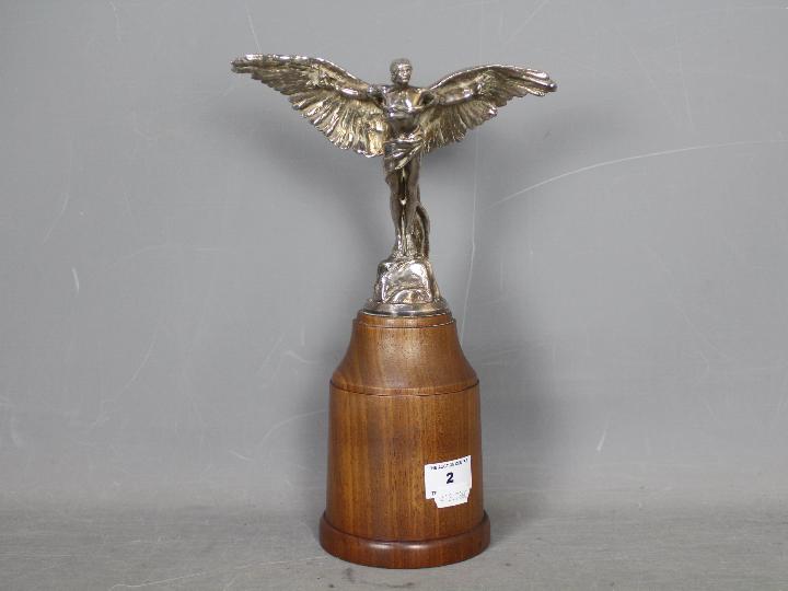 Automobilia - A Finnigans Icarus car mascot designed by Colin George, mounted to wooden plinth, - Image 9 of 11