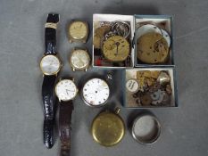 A mixed lot to include wristwatches, pocket watch parts and similar.