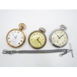 A gold plated pocket watch with subsidiary seconds dial, a Smiths Empire pocket watch and one other.